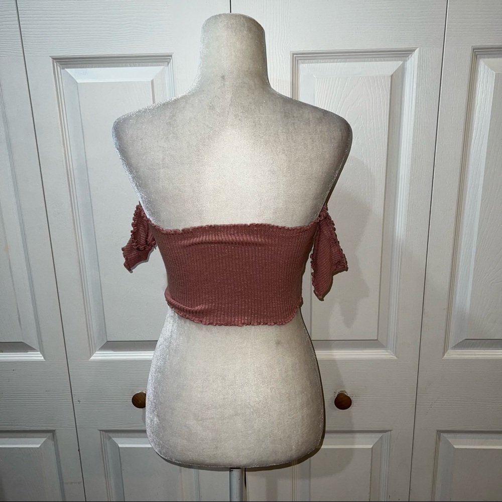2/$25 Fashion Nova Pink Off The Shoulder Crop Top - Picture 3 of 4